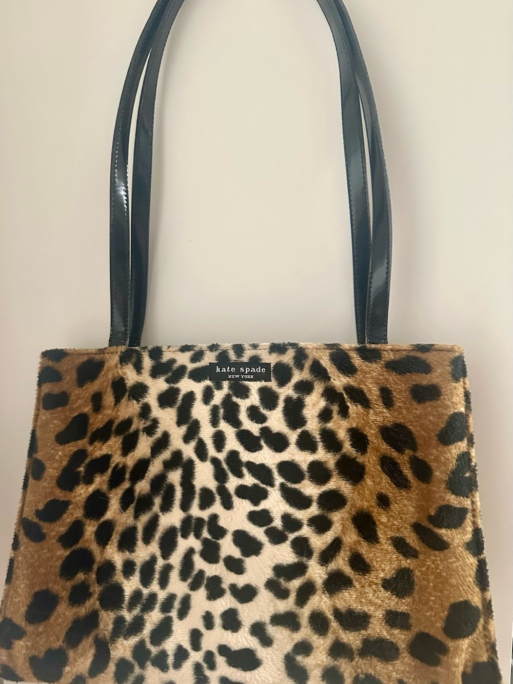 kate spade Leopard Print Faux Fur Tote with Black Straps